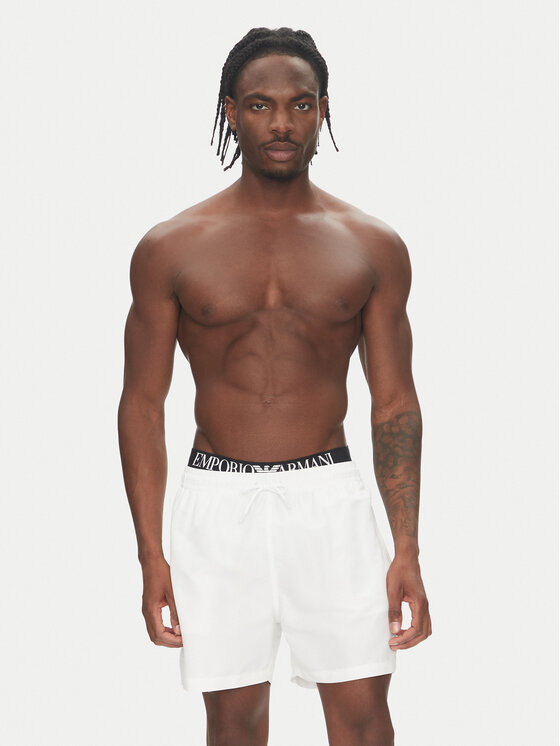 Emporio Armani Emporio Armani Pantaloni scurți pentru înot EM000686 AF12329 U0002 Alb Regular Fit