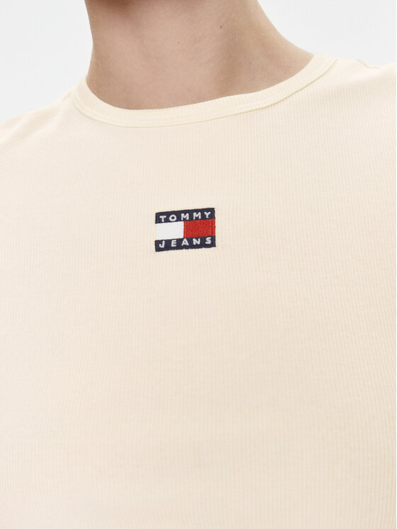 Tommy Jeans Tommy Jeans T-Shirt Badge DW0DW17881 Creme Slim Fit