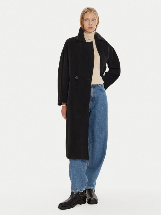 Marella Marella Vilnonis paltas Dede 2423016082 Juoda Regular Fit