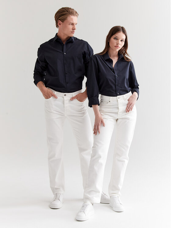 Americanos Americanos Jeansy Unisex Delaware Bílá Straight Leg
