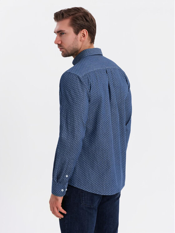 Ombre Ombre Koszula jeansowa OM-SHDS-0179 Niebieski Regular Fit