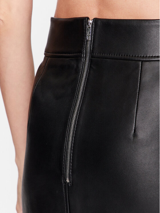 BOSS Boss Спідниця зі штучної шкіри 50489116 Чорний Slim Fit