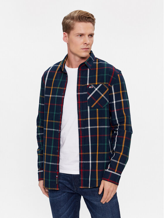 Tommy Jeans Košulja Check Flannel DM0DM18334 Tamnoplava Regular Fit