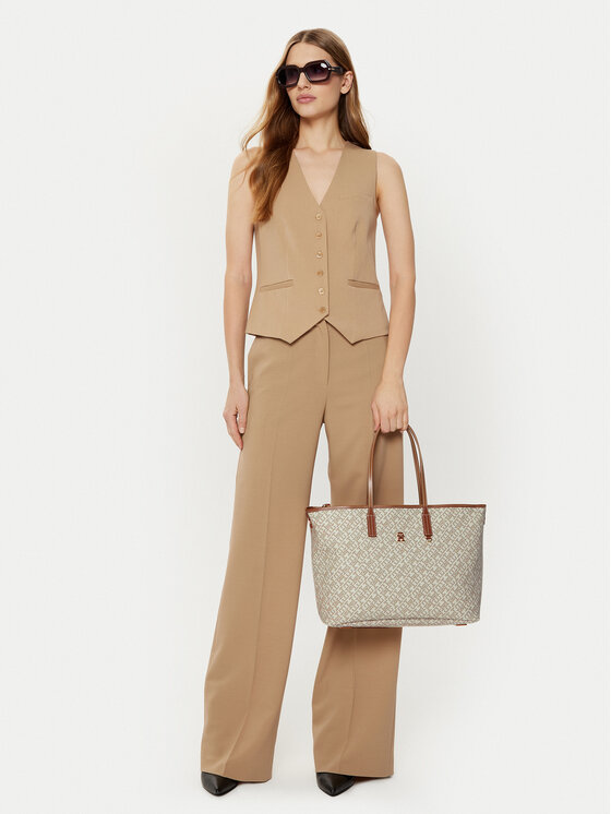 Tommy Hilfiger Tommy Hilfiger Сумка Th Monoplay Leather Tote AW0AW17379 Écru