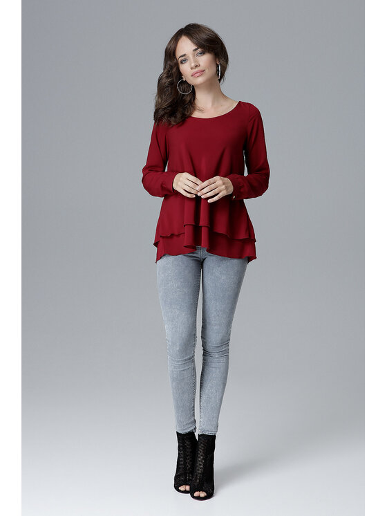 Lenitif Lenitif Bluzka L020 Bordowy Regular Fit