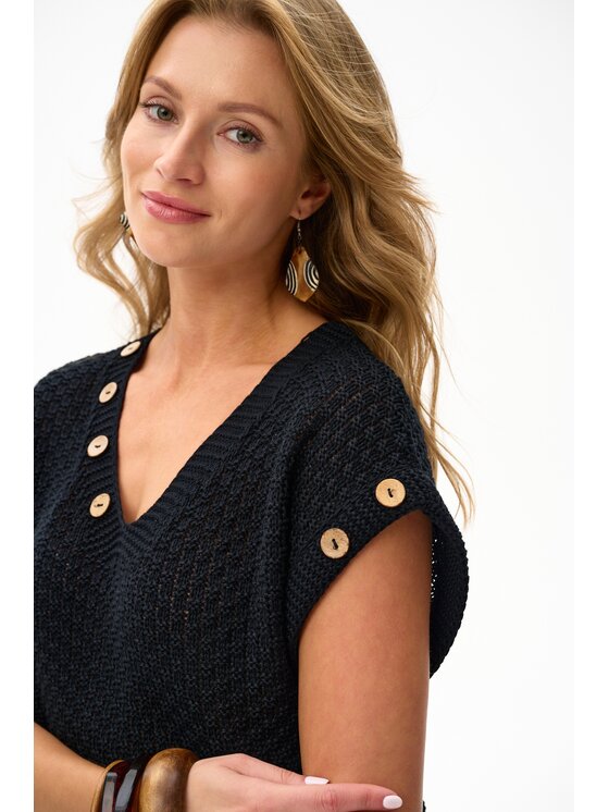 blue shadow blue shadow Bluzka Lusi Czarny Regular Fit