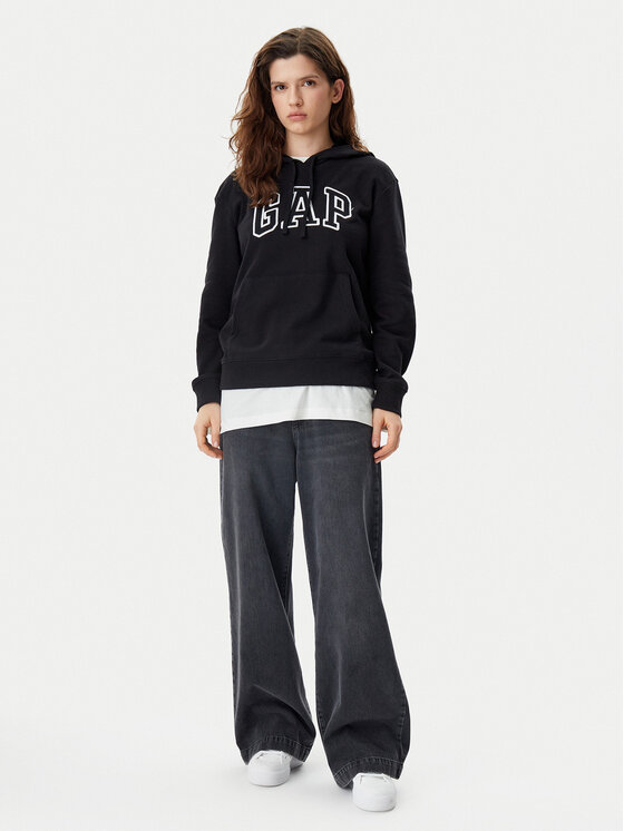 Gap Gap Majica dugih rukava 870537-02 Crna Relaxed Fit