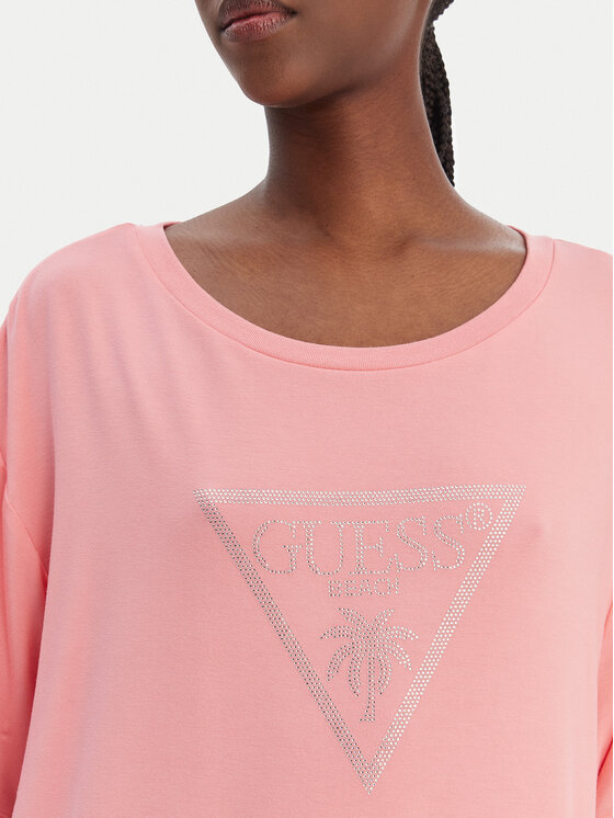Guess Guess T-Shirt E4GI00 K68D2 Růžová Oversize