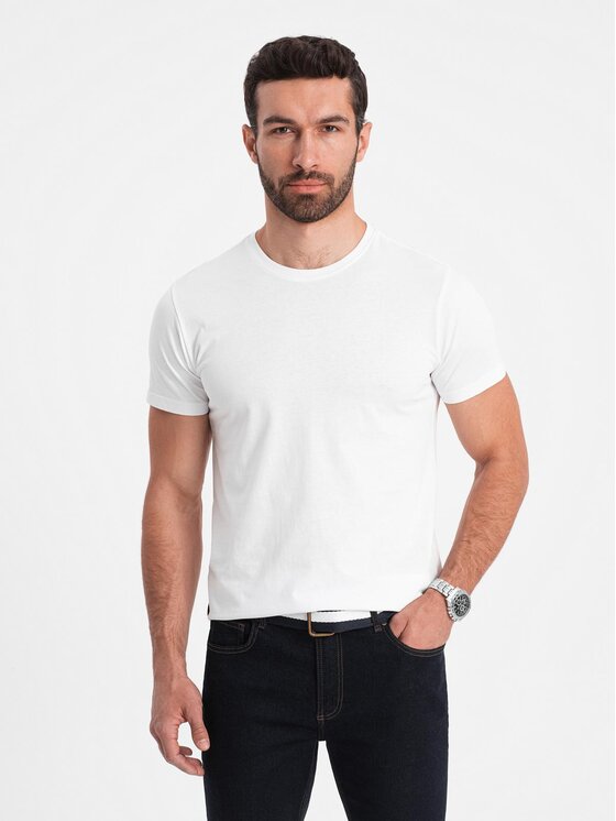 Ombre Ombre T-Shirt OM-TSBS-0146 Biały Regular Fit