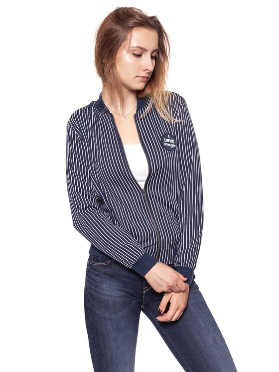 Wrangler Wrangler Kurtka damska STRIPES BOMBER Biały Regular Fit