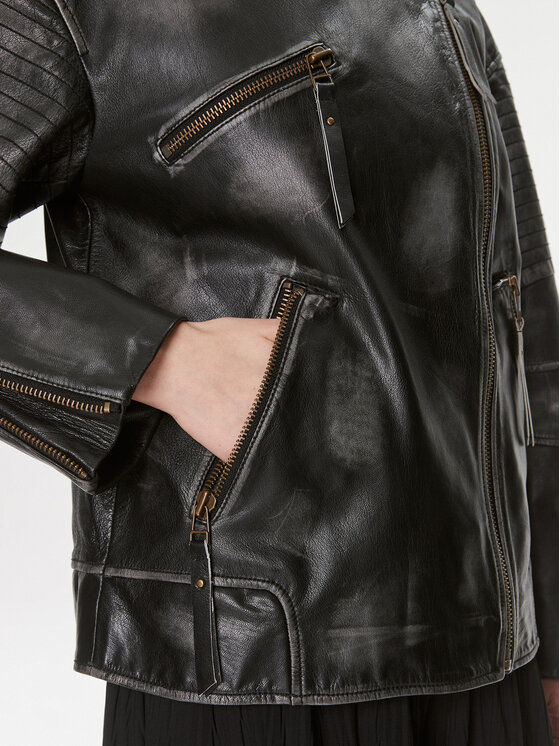 MAX&Co. MAX&Co. Μπουφάν δερμάτινο Ugolina Μαύρο Regular Fit