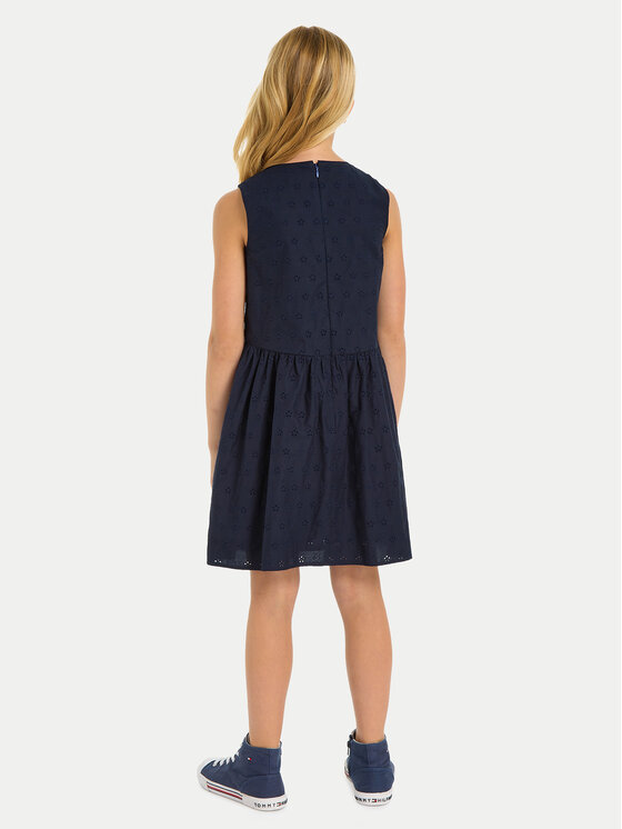 Tommy Hilfiger Tommy Hilfiger Sukienka letnia Anglaise KG0KG07931 M Granatowy Regular Fit