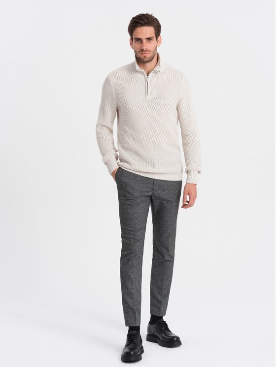 Ombre Ombre Svetr OM-SWZS-0105 Bílá Regular Fit