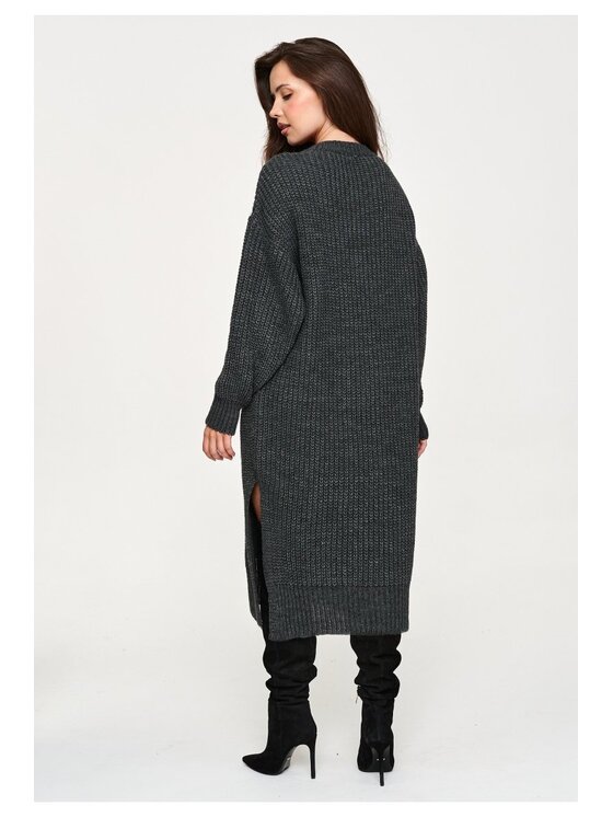 Makadamia Makadamia Sweter S177 Szary Loose Fit