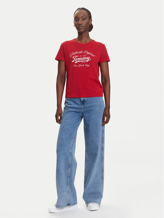 Tommy Jeans Tommy Jeans T-Shirt Essential DW0DW21404 Červená Regular Fit