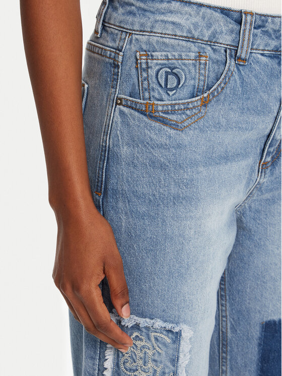 Desigual Desigual Jeansy Patches 25WWDD20 Niebieski Wide Leg