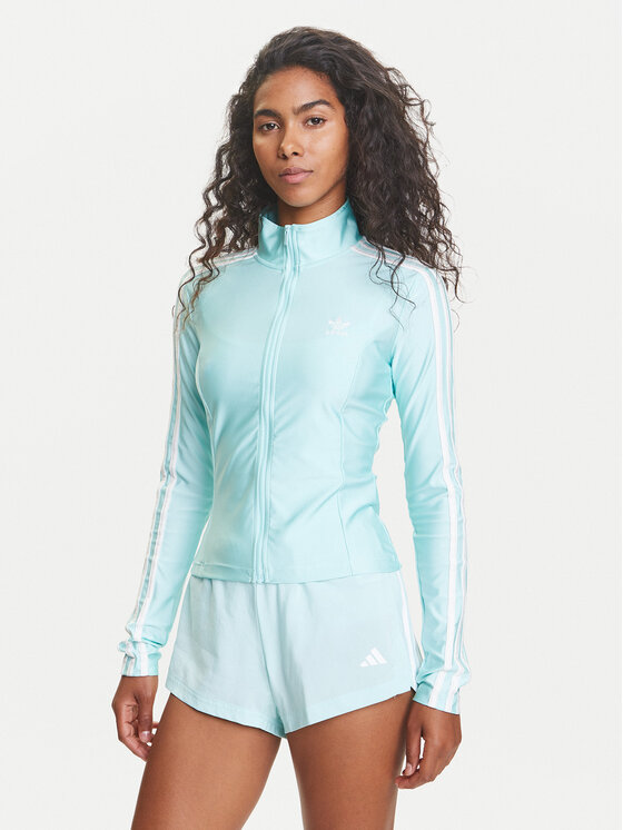 adidas Bluza adicolor 3-Stripes JC5579 Turkusowy Slim Fit