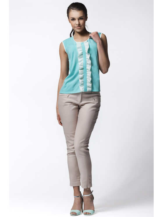 Awama Awama Bluzka A024 Niebieski Basic Fit