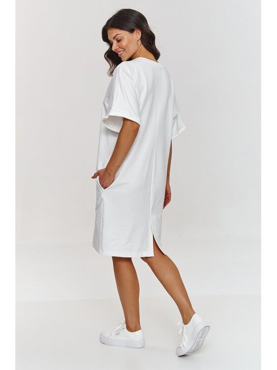 Makadamia Makadamia Sukienka codzienna M864 Écru Comfortable Fit