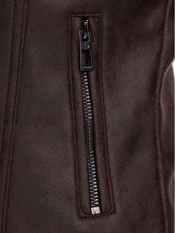 Desigual Desigual Μπουφάν από απομίμηση δέρματος Basic 25WWEW43 Καφέ Regular Fit