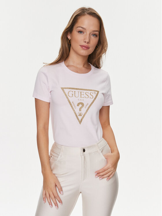 Guess Guess Tričko W4RI69 J1314 Ružová Regular Fit