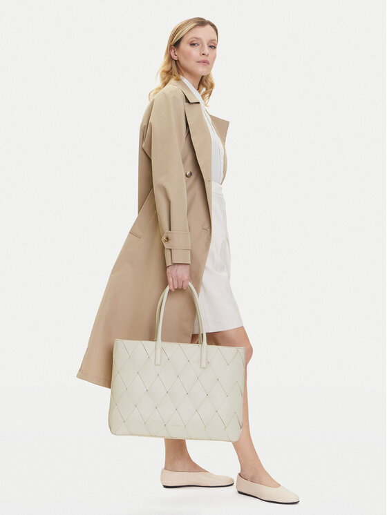 Calvin Klein Calvin Klein Τσάντα Ck Woven Medium Shopper K60K612994 Λευκό
