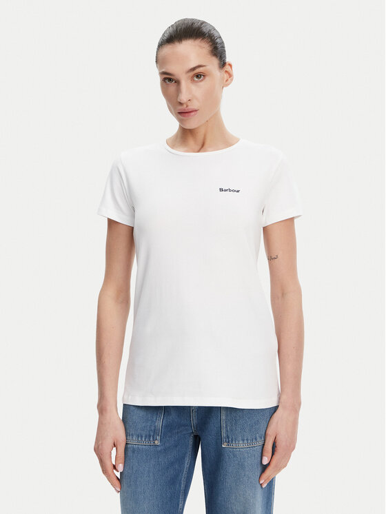 Barbour Barbour T-Shirt Saltford LTS0666WH11 Biały Regular Fit