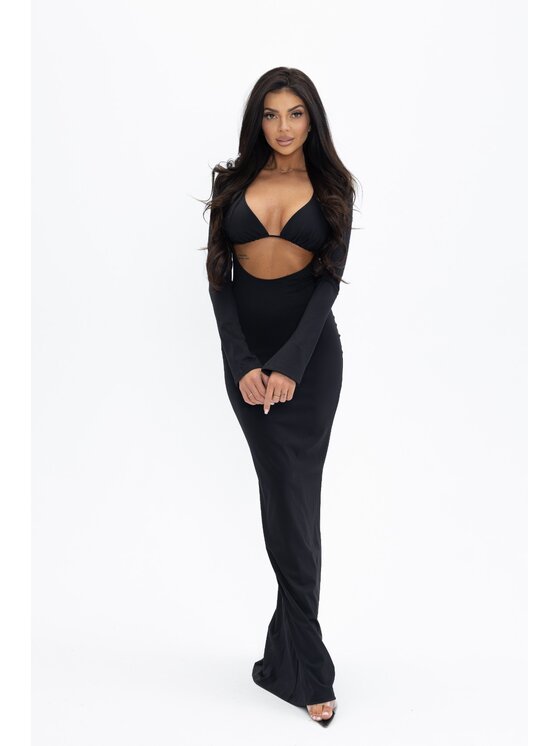 Love Saints Love Saints Sukienka dzianinowa L26LF-SU-K01 Czarny Slim Fit