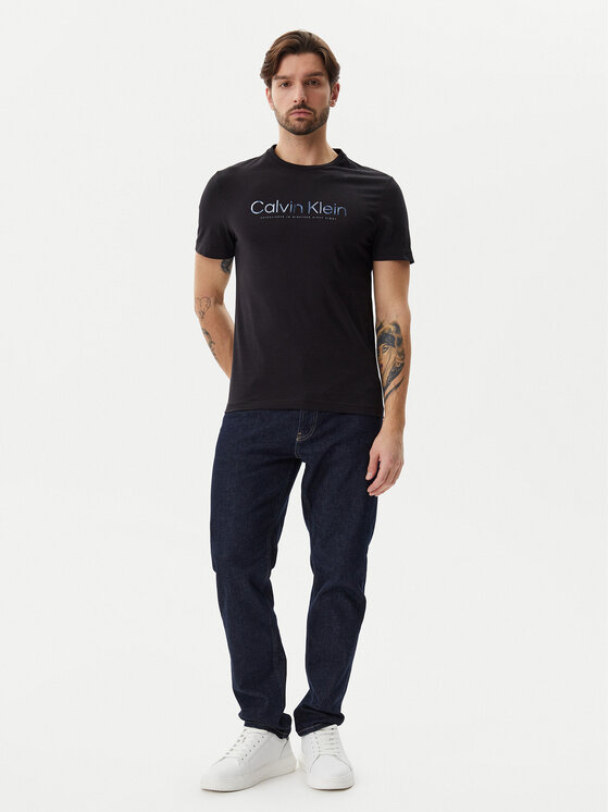 Calvin Klein Calvin Klein Póló Satin Bonded Logo K10K114162 Fekete Regular Fit