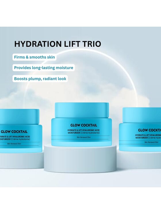 Glow Cocktail Glow Cocktail 3 x nawilżający i liftingujący krem z kwasem hialuronowym 50 ml Zestaw do pielęgnacji skóry