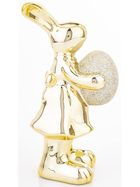 MIAhome MIAhome Figurka złota króliczka z pisanką 18,5x8x10 cm Złoty