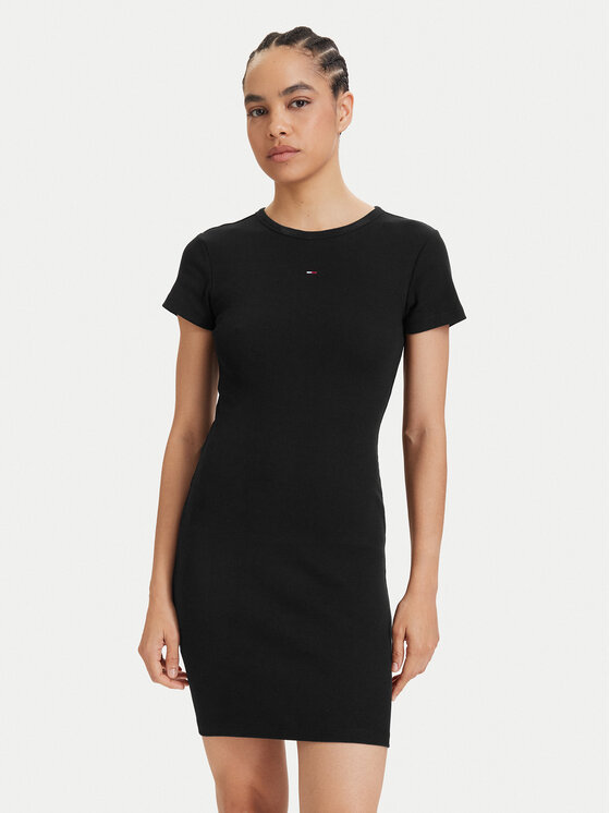 Tommy Jeans Tommy Jeans Φόρεμα καλοκαιρινό Flag DW0DW22613 Μαύρο Slim Fit