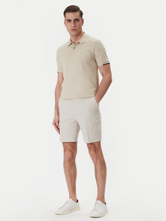 BOSS BOSS Тениска с яка и копчета Parlay 147 50467113 Бежов Regular Fit