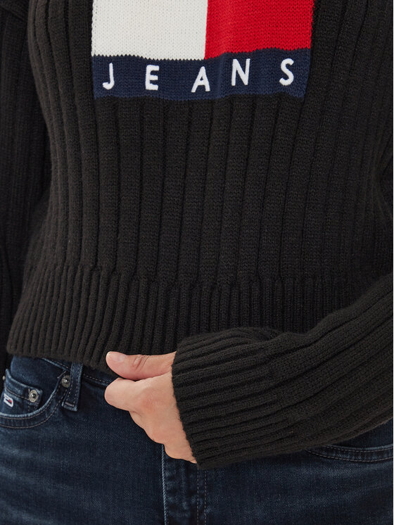 Tommy Jeans Tommy Jeans Sweater Center Flag DW0DW18528 Fekete Relaxed Fit