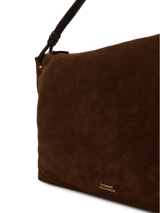 Tommy Hilfiger Tommy Hilfiger Geantă Th Statement Leather Bag Suede AW0AW18402 Maro