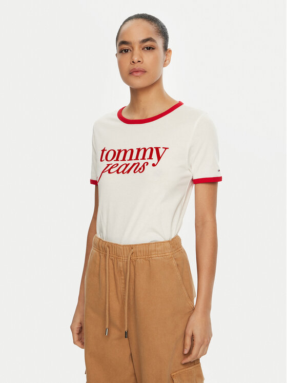 Tommy Jeans T-krekls DW0DW19449 Balts Relaxed Fit