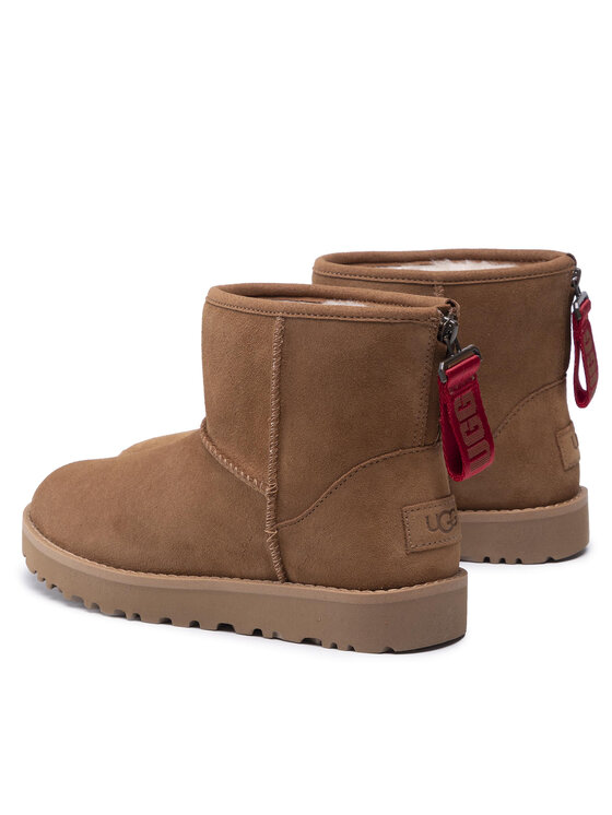 Ugg Ugg Μπότες Χιονιού W Classic Mini Logo Zip 1122671 Καφέ