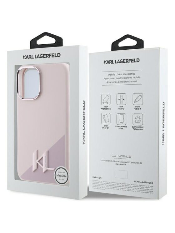 KARL LAGERFELD KARL LAGERFELD Etui na telefon Silicone Shadow Metal Initial Różowy