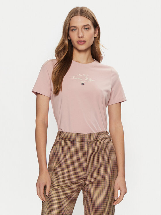 Tommy Hilfiger Tommy Hilfiger T-Shirt WW0WW43895 Růžová Regular Fit