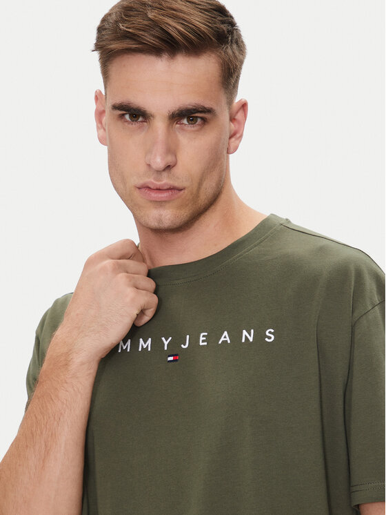 Tommy Jeans Tommy Jeans T-Shirt Linear Logo DM0DM17993 Grün Regular Fit