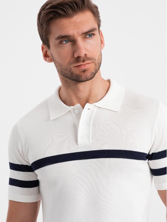 Ombre Ombre Polo OM-POSS-0118 Biały Regular Fit