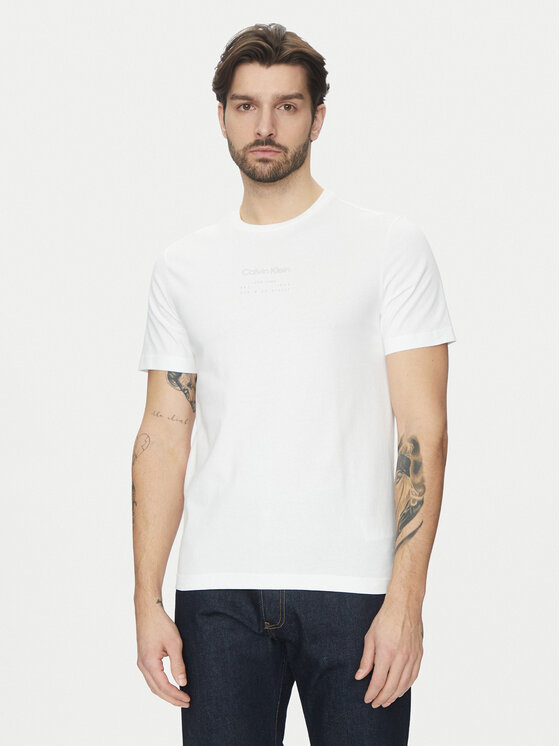 T-Shirt Calvin Klein, Größe XL Weiß Editorial Logo K10K114172