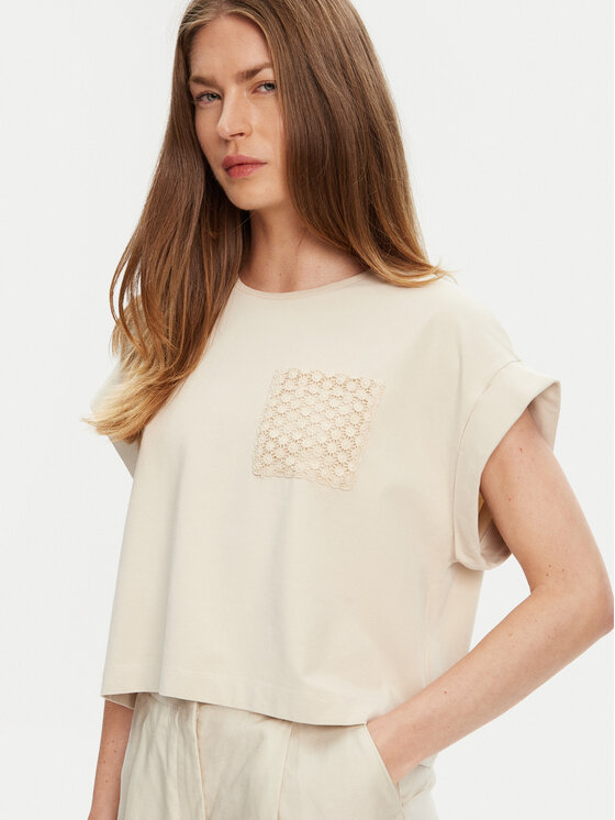United Colors Of Benetton United Colors Of Benetton Majica 3IFVD10AF Bež Boxy Fit