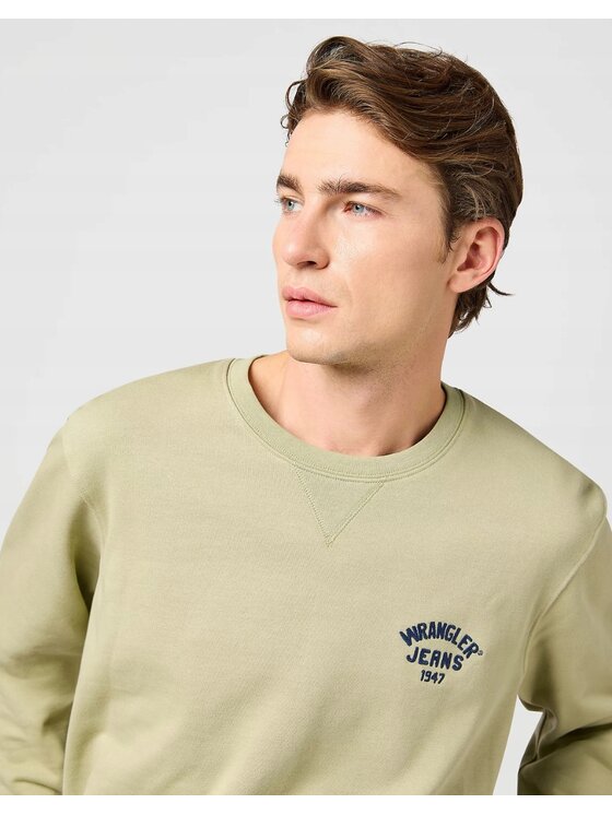 Wrangler Wrangler Bluza Small Logo Crew Zielony Regular Fit