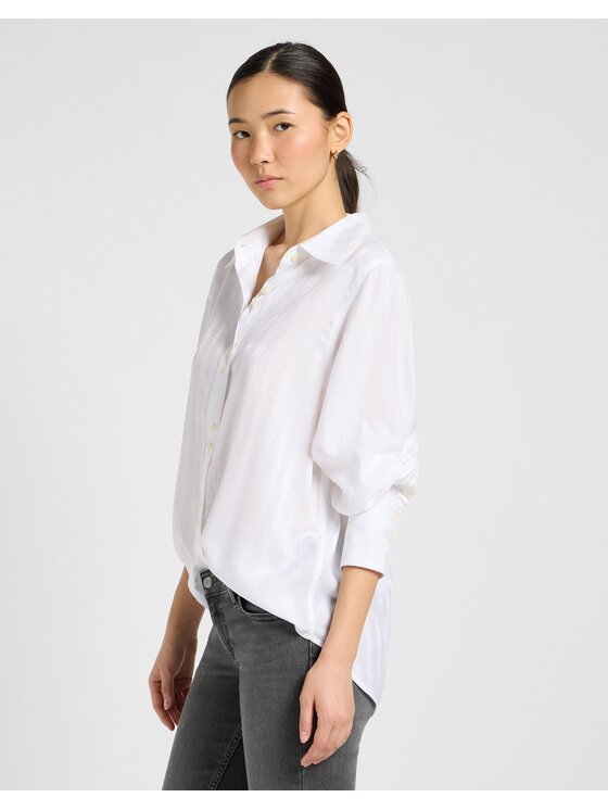Lee Lee Koszula Balloon Sleeve Shirt Biały Loose Fit