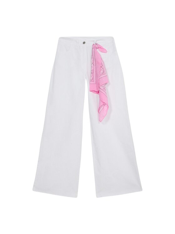 Oltre Oltre Spodnie materiałowe P703R008983N011 Biały Baggy Fit
