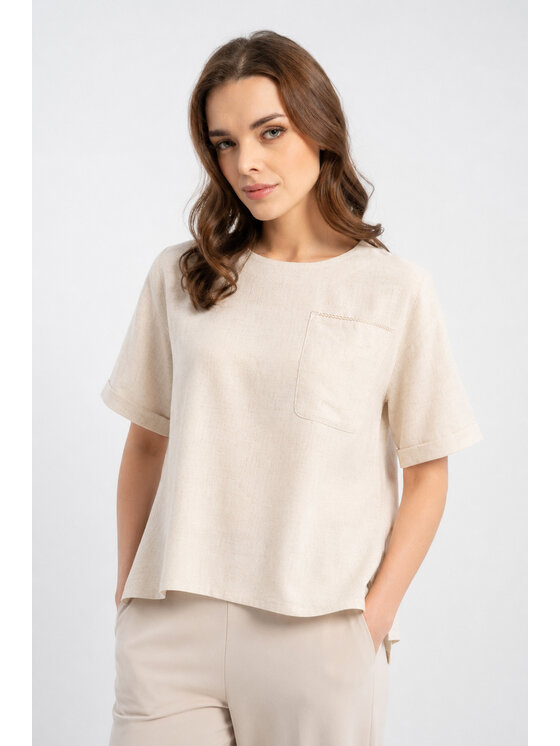 CLICK CLICK Blúzka 10-6896 Svetlo béžová Comfortable Fit