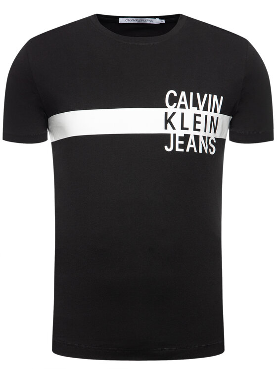 Calvin Klein Jeans Calvin Klein Jeans Tričko Stacked Logo J30J314539 Čierna Regular Fit