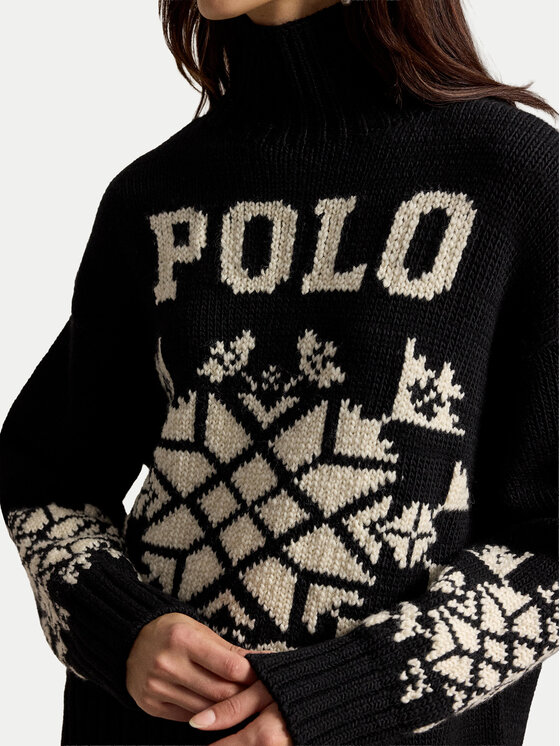 Polo Ralph Lauren Polo Ralph Lauren Bluză cu gât 211B23923001 Negru Relaxed Fit