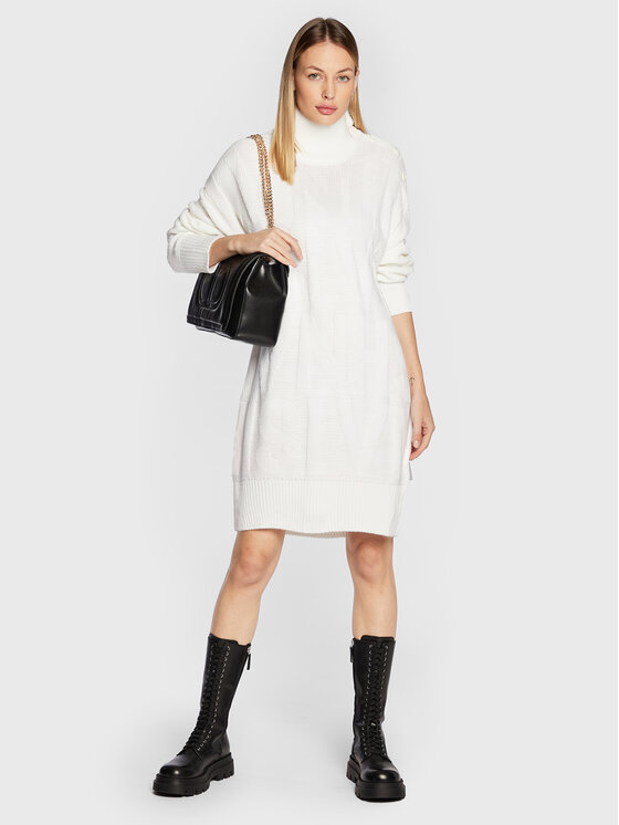 Silvian Heach Silvian Heach Sukienka dzianinowa PGA22087VE Biały Relaxed Fit
